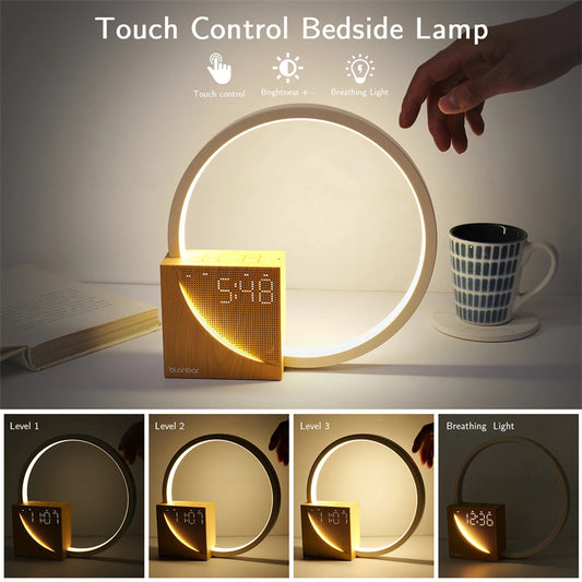 Bedside Lamp Touch Table Lamp With Natural Sounds, Desk Lamp With Alarm Clock,